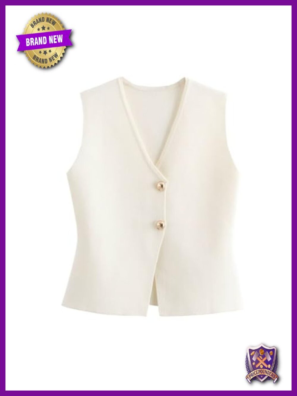Women's Cropped Knit Vest V Neck Button Up Sleeveless Gilet Tank Top